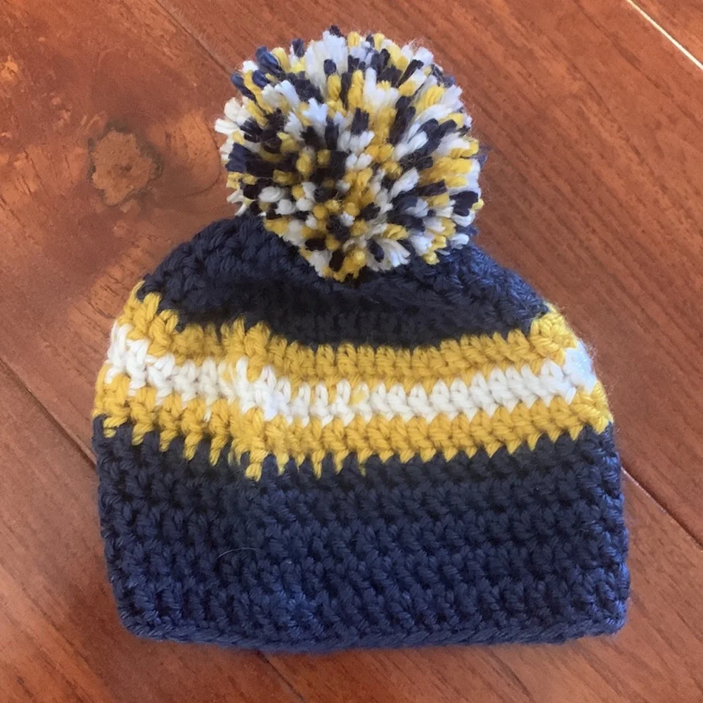 Baby Beanie Hat Bundle I Handmade Hand Knit Crochet I Newborn 0-3 mos I pom pom